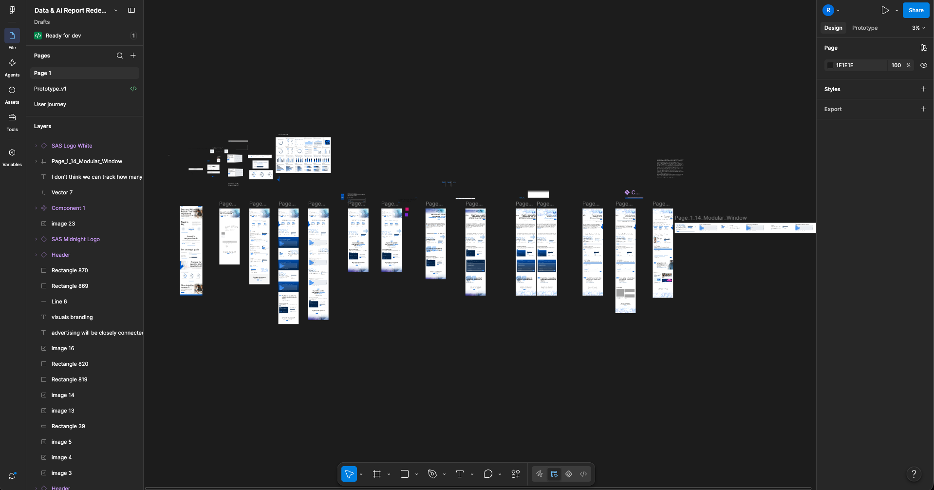 Figma canvas of the Trust Hub report pages